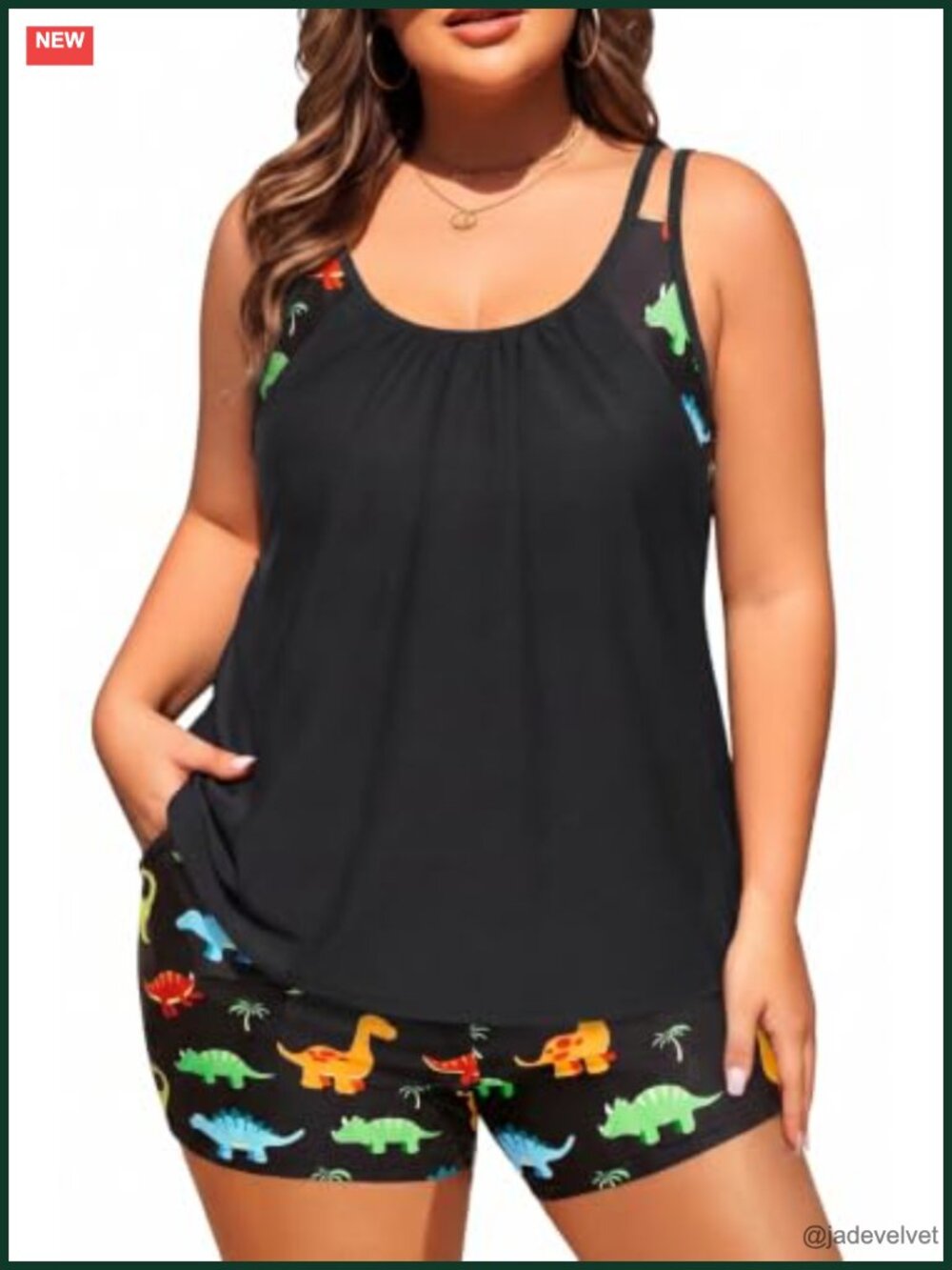 Plus Size Tankini Swimsuits Two Piece Flowy Bathing Suits with Pocketed